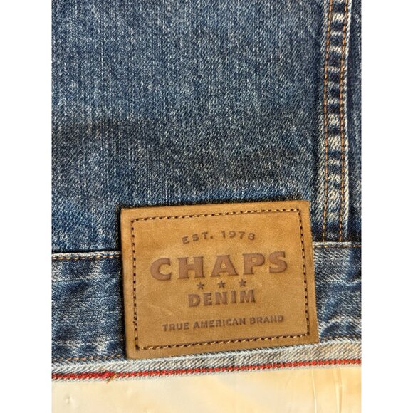 Chaps Vintage Denim Jean Jacket Men's XL 100% Cotton Blue Button-Front w/Pockets - Picture 10 of 10